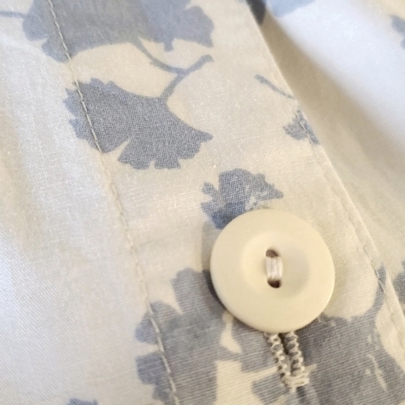 Vintage Marjorie Prairie Maxi White & Periwinkle Blue Parsley Toteme Style Smock - Picture 8 of 12